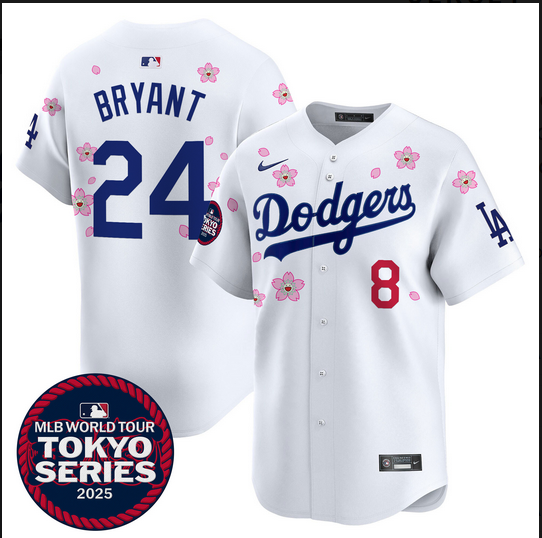 Men Los Angeles Dodgers #24 Bryant Tokyo Series 2025 white Limited Stitched Jersey